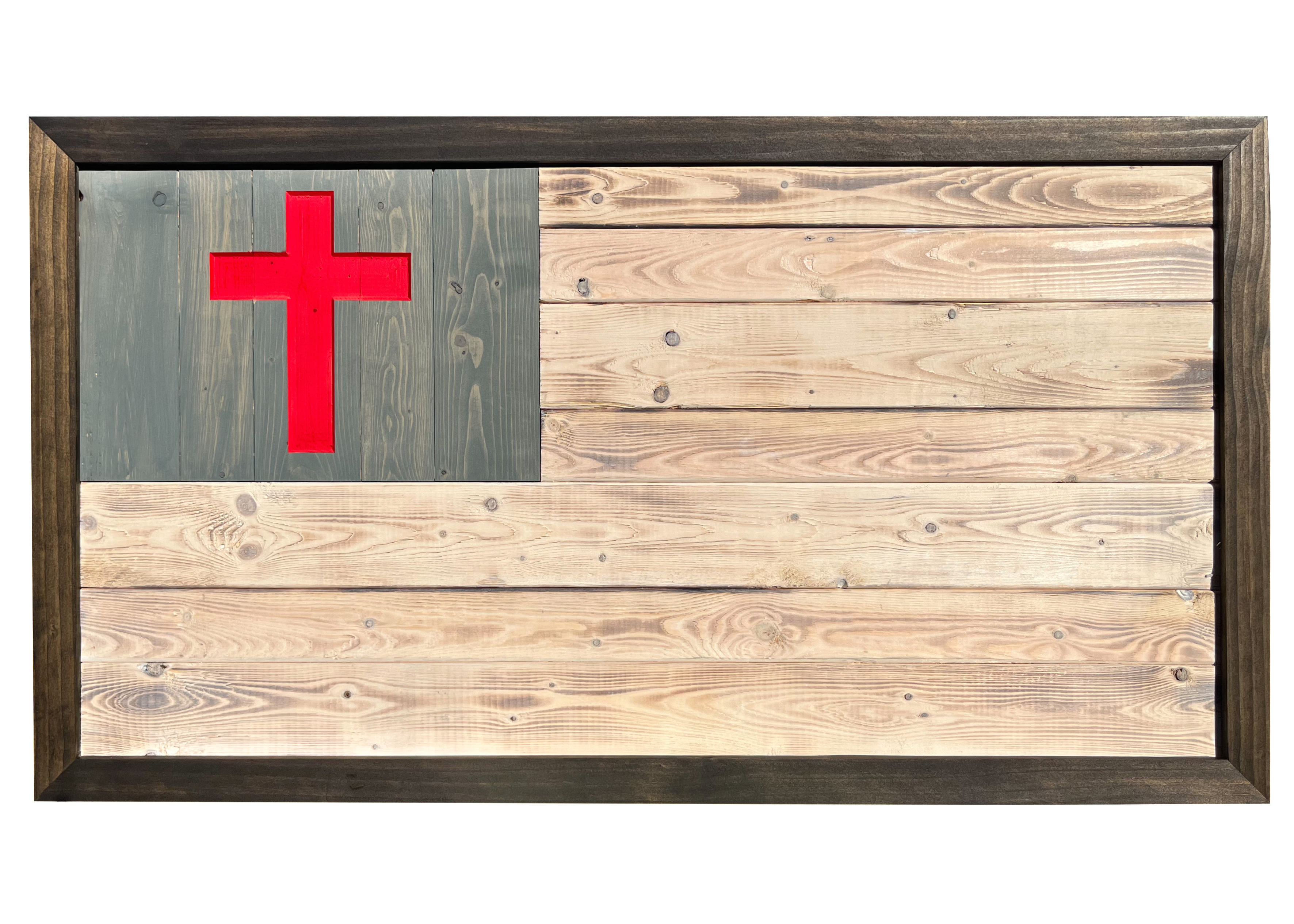 Distressed Wood Carved G.O.A.T. Flag – Hero Grain