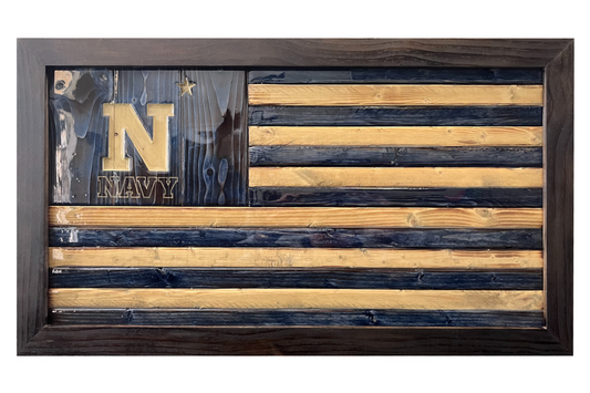 Distressed Wood Carved Naval Academy Flag