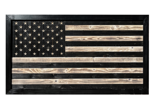 Distressed Wood Carved Subdued American Flag