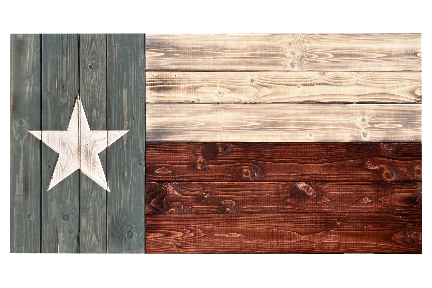 Distressed Wood Carved Texas Flag