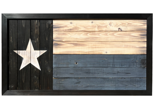 Distressed Wood Carved Subdued Texas Flag