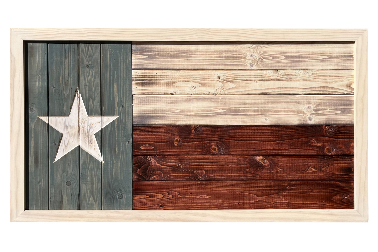 Distressed Wood Carved Texas Flag