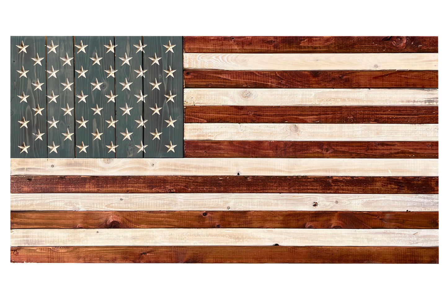 Distressed Wood Carved American Flag