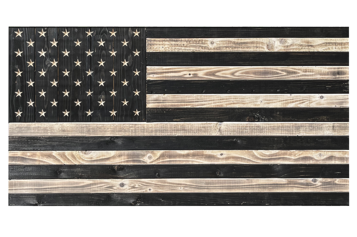 Distressed Wood Carved Subdued American Flag